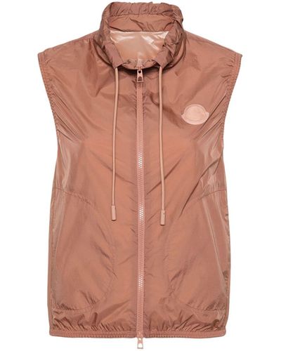 Moncler Logo-appliqué Drawstring Vest - Brown