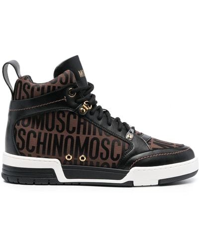 Moschino Logo-print High-top Sneakers - Black