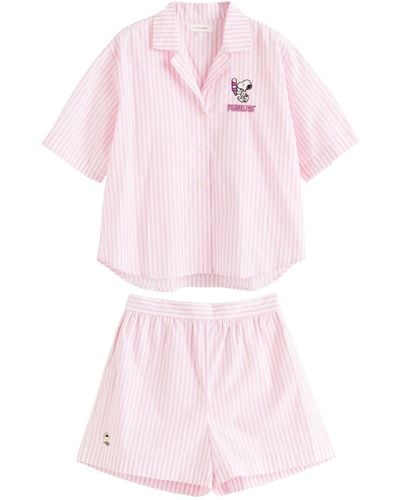 Chinti & Parker X Peanuts Striped Pajama Set - Pink