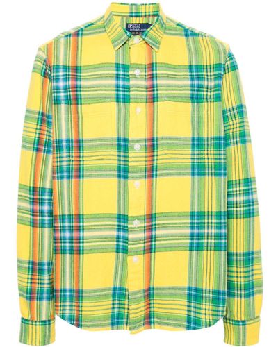 Polo Ralph Lauren Plaid-Check Flannel Shirt - Yellow