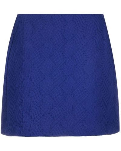 P.A.R.O.S.H. Matelassé High-waisted Mini Skirt - Blue