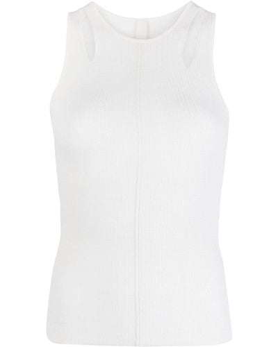 Dion Lee Merino Pointelle Ribbed-knit Tank Top - White