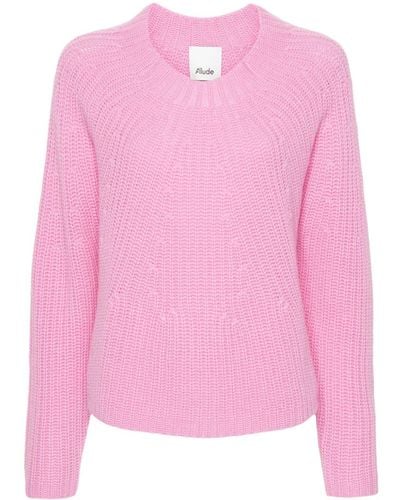 Allude Crew-neck Ribbed Jumper - Pink