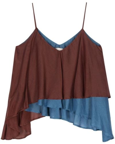 Semicouture Popeline-Top im Layering-Look - Rot