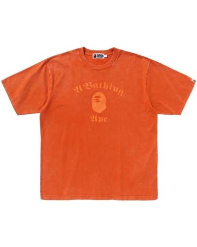 A Bathing Ape T-shirt en coton à logo imprimé - Orange