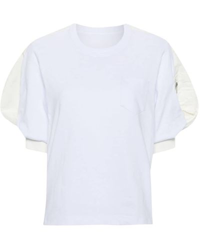 Sacai T-Shirt mit Puffärmeln - Weiß
