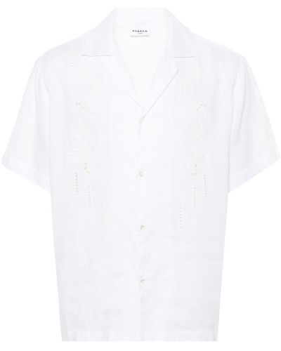 P.A.R.O.S.H. Leinenhemd mit Stickerei - Weiß