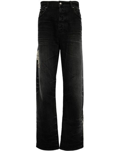 Amiri Gerade Jeans mit barockem Logo - Schwarz