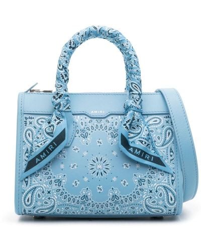 Amiri Mini Bandana Leather Tote Bag - Blue