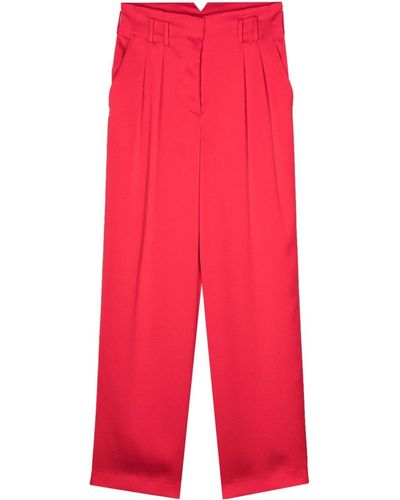 Genny Straight-leg Satin Trousers - Red
