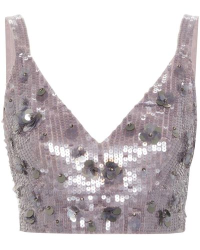 P.A.R.O.S.H. Sequined Top - Grey