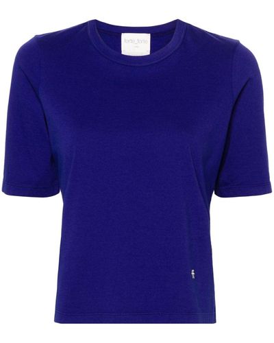 Forte Forte T-Shirt aus Bio-Baumwolle mit Logo-Stickerei - Blau