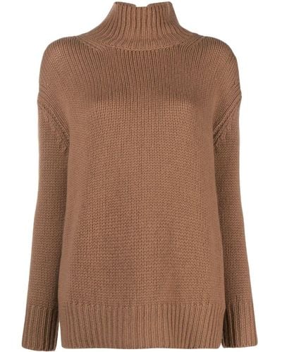 Liska High-neck Cashmere Sweater - Brown
