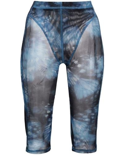 MISBHV Knielange Shorts mit transparentem Print - Blau