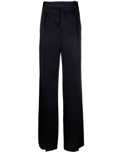 Saint Laurent Tailored-cut Silk Pants - Blue