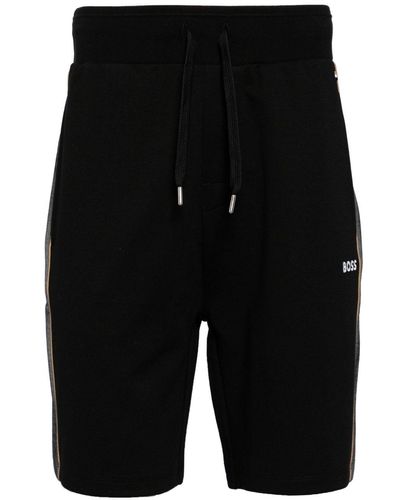 BOSS Side-stripe Logo-embroidered Track Shorts - Black