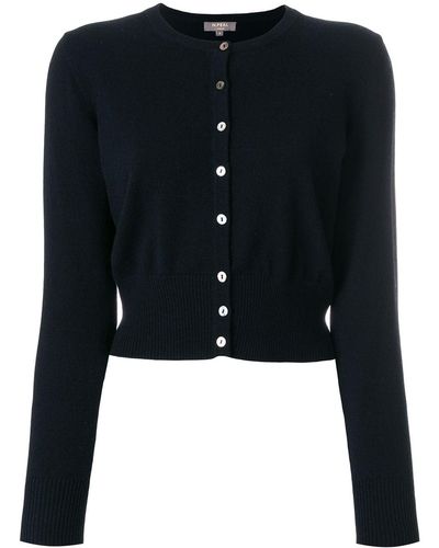N.Peal Cashmere Cropped Contrast Button Cardigan - Zwart