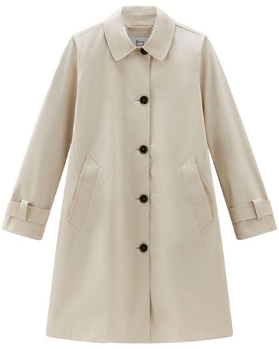 Woolrich Single-breasted Cotton Coat - Natural