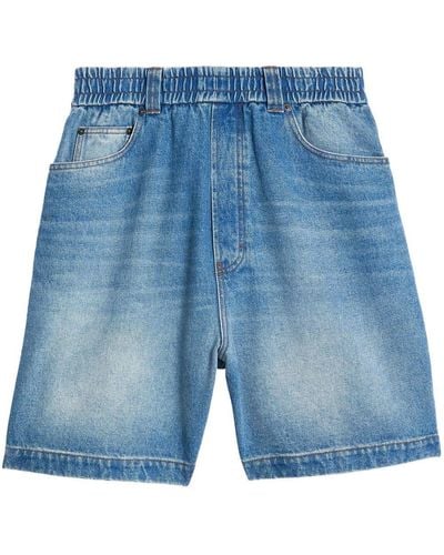Ami Paris Wide-leg Denim Shorts - Blue