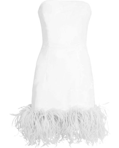 16Arlington Minelli Feather-trim Minidress - White