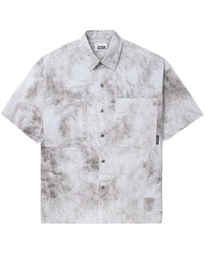 Izzue Tie-dye Logo-print Shirt - Grey