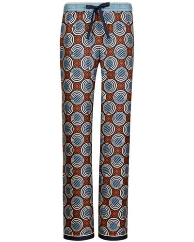 Dolce & Gabbana Seiden-Pyjama-Hose mit geometrischem Print - Blau