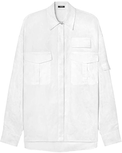 Versace Barocco-jacquard Cotton Cargo Shirt - White