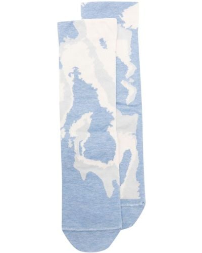 Camper Camouflage-pattern Cotton Blend Socks - Blue