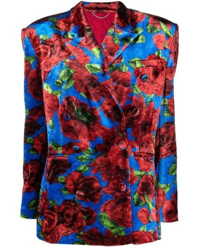 Magda Butrym Floral-print Double-breasted Blazer - Red