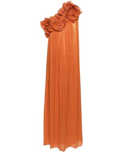 Costarellos Ruffled Georgette Gown - Orange