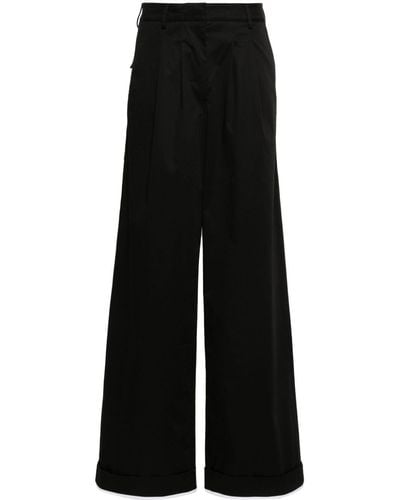 Palm Angels Logo-tag Pleated Straight Trousers - Black