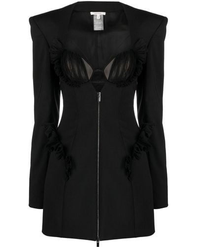 Nensi Dojaka Ruffle-detail Blazer Minidress - Black