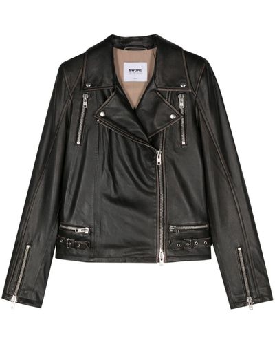 S.w.o.r.d 6.6.44 Leather Biker Jacket - Black