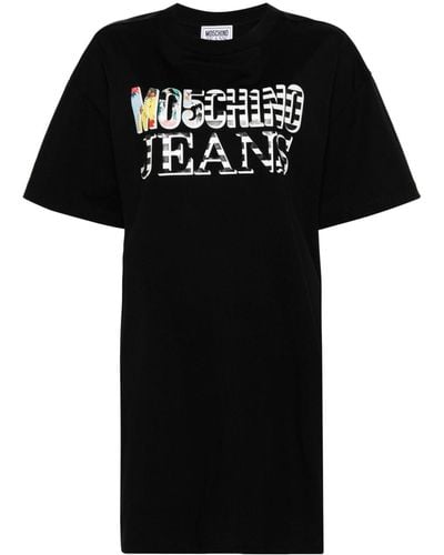 Moschino Jeans T-shirtjurk Met Logoprint - Zwart