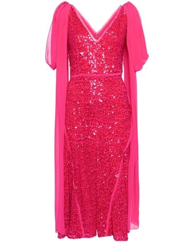 Erdem Paillettenkleid mit drapierter Schulter - Pink