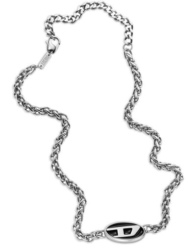 DIESEL Logo-pendant Chain Necklace - White