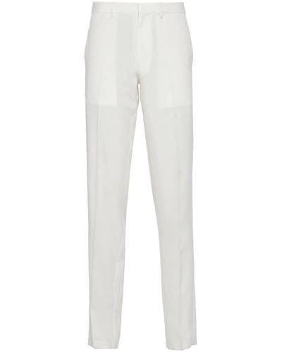 Prada Pantalon en soie à logo triangle - Blanc