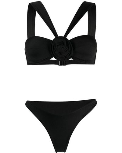 LaRevêche Flower-detail Bikini Set - Black
