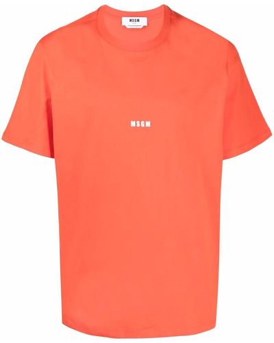 MSGM Camiseta oversize con logo estampado - Naranja