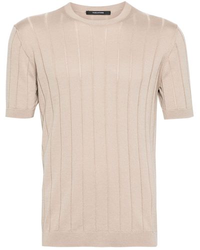 Tagliatore Kirk Wide-ribbed Polo Shirt - Natural