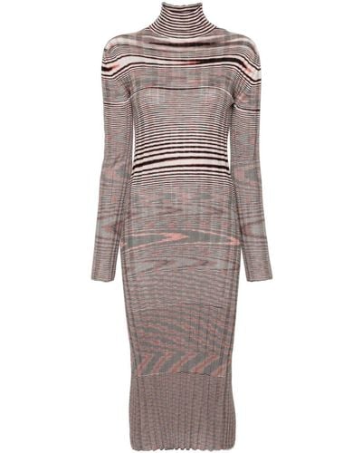 Missoni Striped Ribbed Midi Dress - Grey