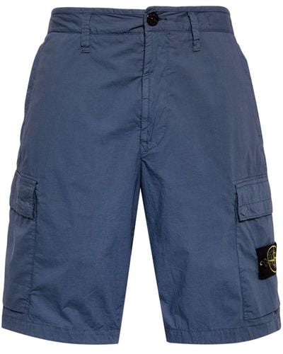 Stone Island Shorts Met Compass-logopatch - Blauw