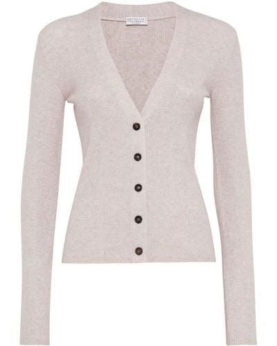 Brunello Cucinelli Ribbed-knit Cardigan - Pink