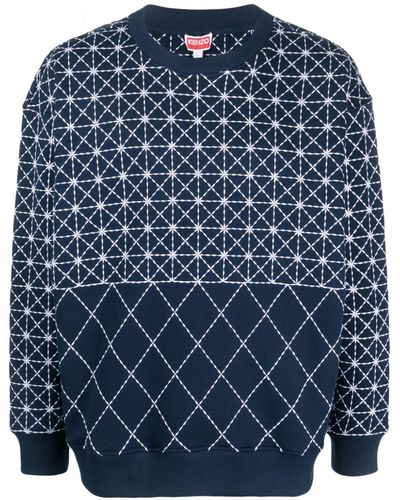 KENZO Pullover mit geometrischem Muster - Blau