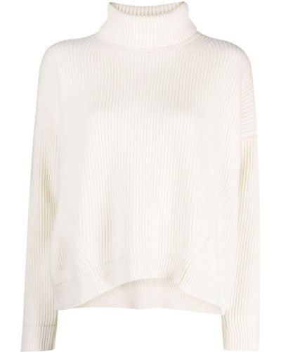 Peserico Roll-neck Silk Virgin-wool Blend Sweater - White