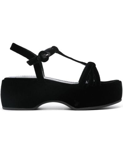 Nicole Saldaña Lily 60mm Velvet-effect Sandals - Black