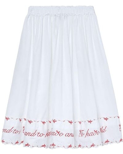 Simone Rocha Slogan-print Cotton Midi Skirt - White