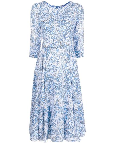 Samantha Sung Midi-jurk Met Bloemenprint - Blauw