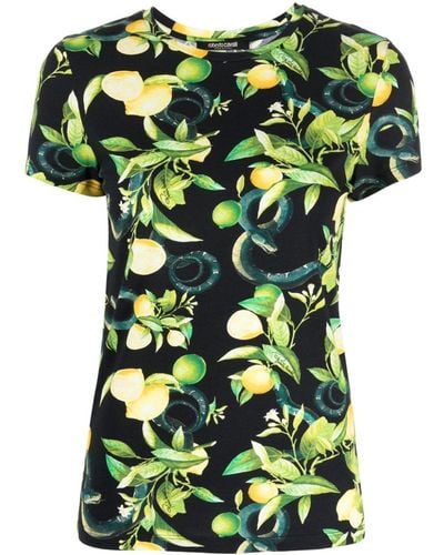 Roberto Cavalli Lemon-print Short-sleeve T-shirt - Green