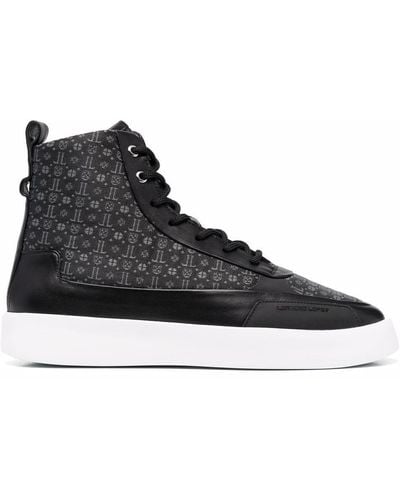 Leandro Lopes Monogram High-top Trainers - Black